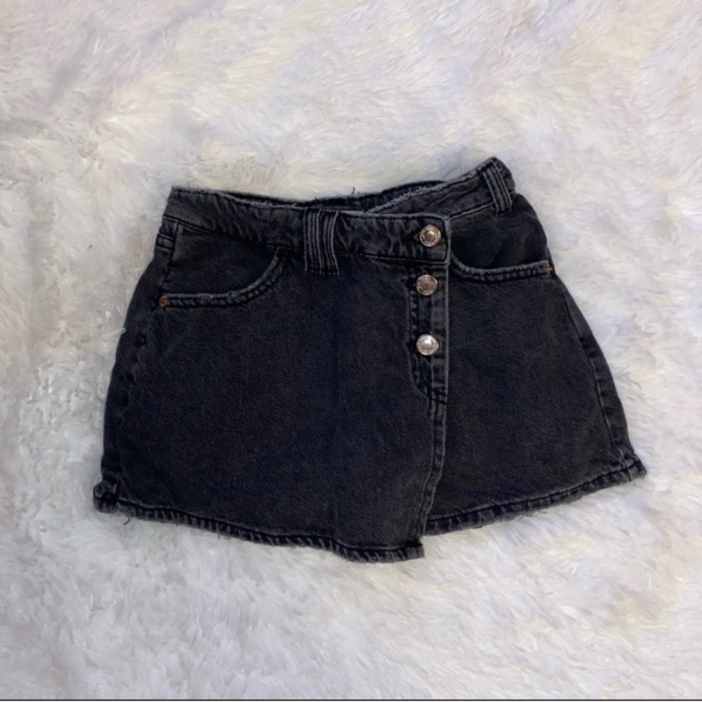 Zara Charcoal Denim Skirt with Button Accents